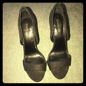 BeBe Black shoes gold sparkle